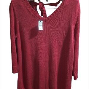 Red Sweater with Back Tie Detail
